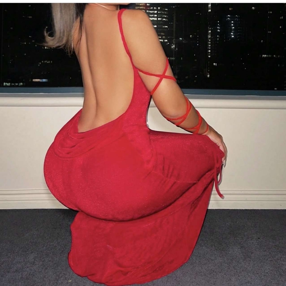 Red maxi dress
